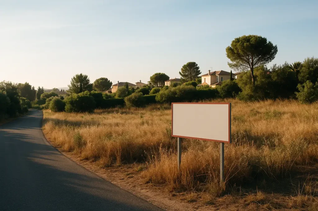 Terreno en venta con cartel y entorno preparado para acelerar la operación