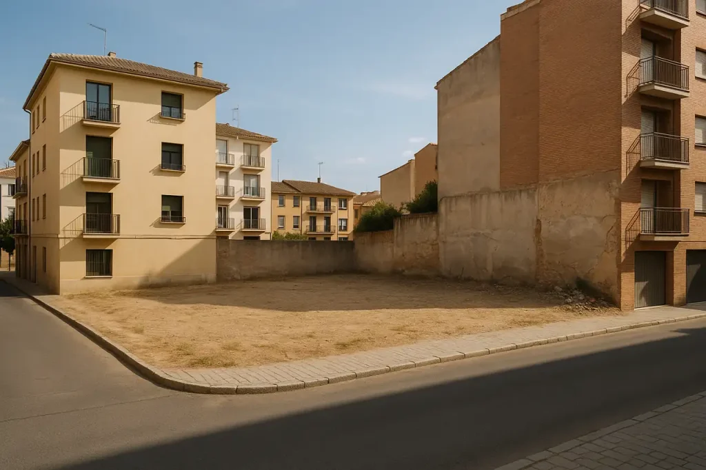 Solar urbano en venta para promotora con entorno residencial y potencial edificable visible