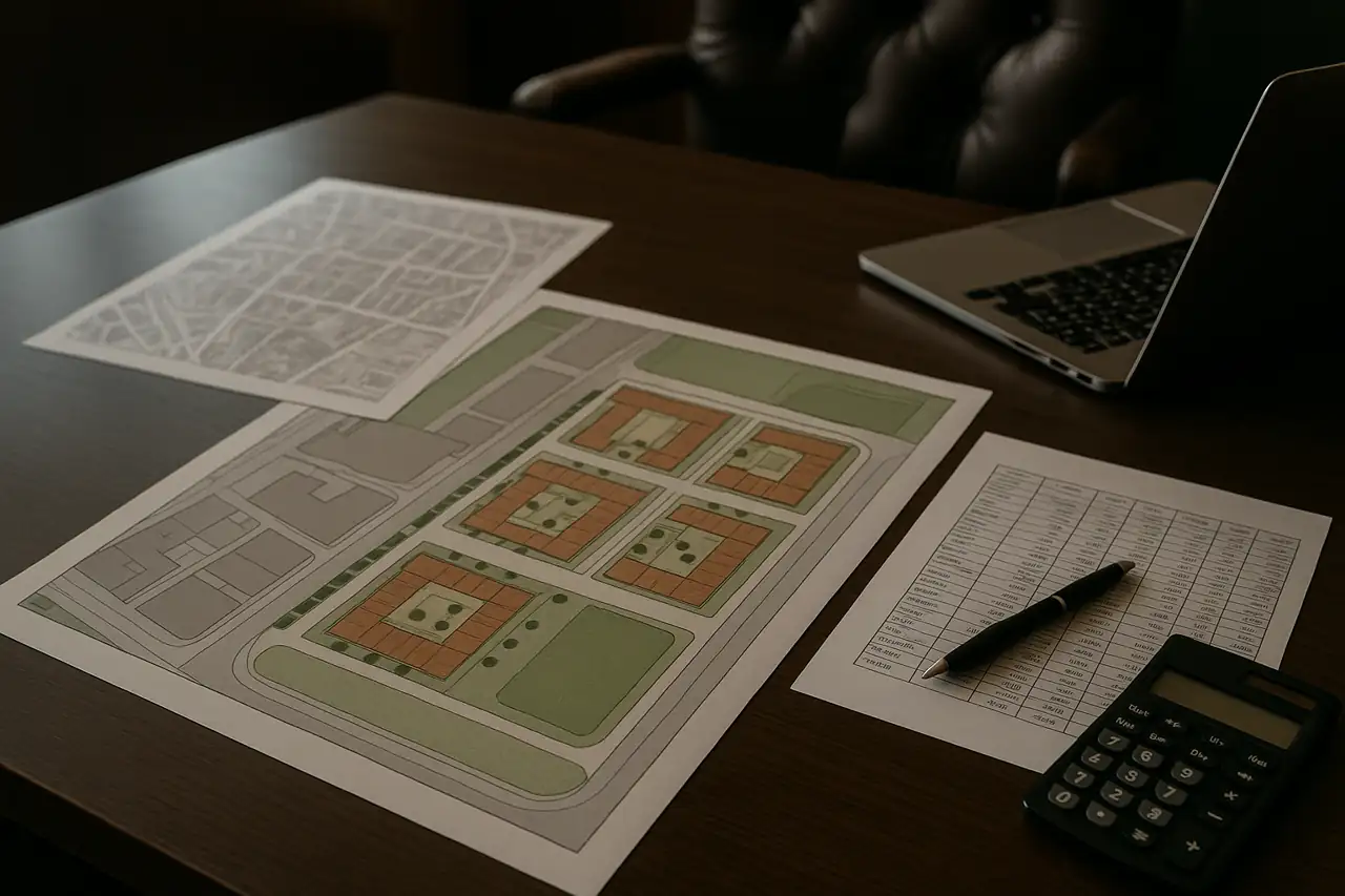 Análisis profesional de un solar con planos, comparables y datos urbanísticos antes de vender a una promotora
