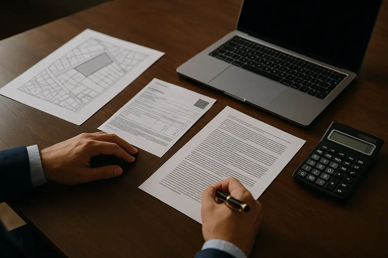 Escritura, nota simple, recibo IBI y documentos fiscales para vender un terreno