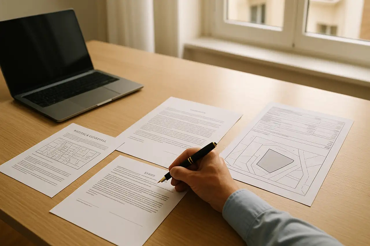 Escrituras, nota simple, catastro y recibos preparados para vender un terreno con seguridad