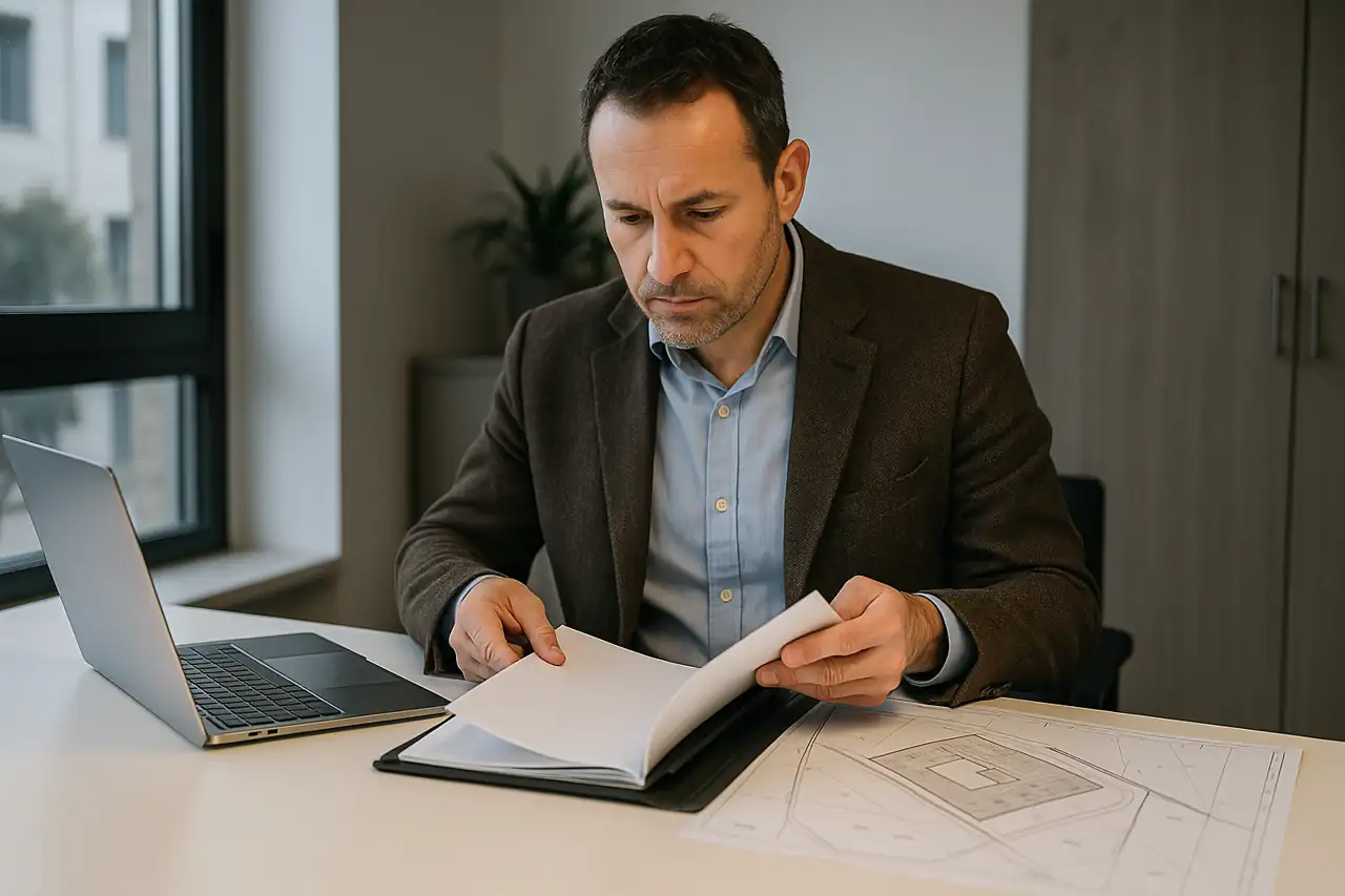 Propietario preparando documentos y estrategia para vender un terreno con más rapidez