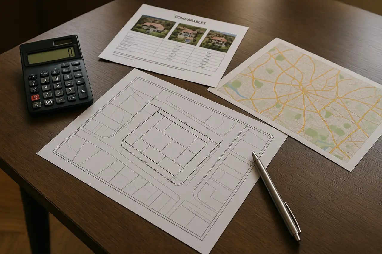 Análisis de precio mal enfocado para vender un terreno con mapas y comparables