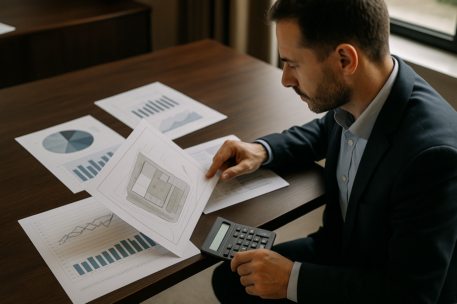 Análisis de valoración de un solar urbano con gráficos, planos y calculadora