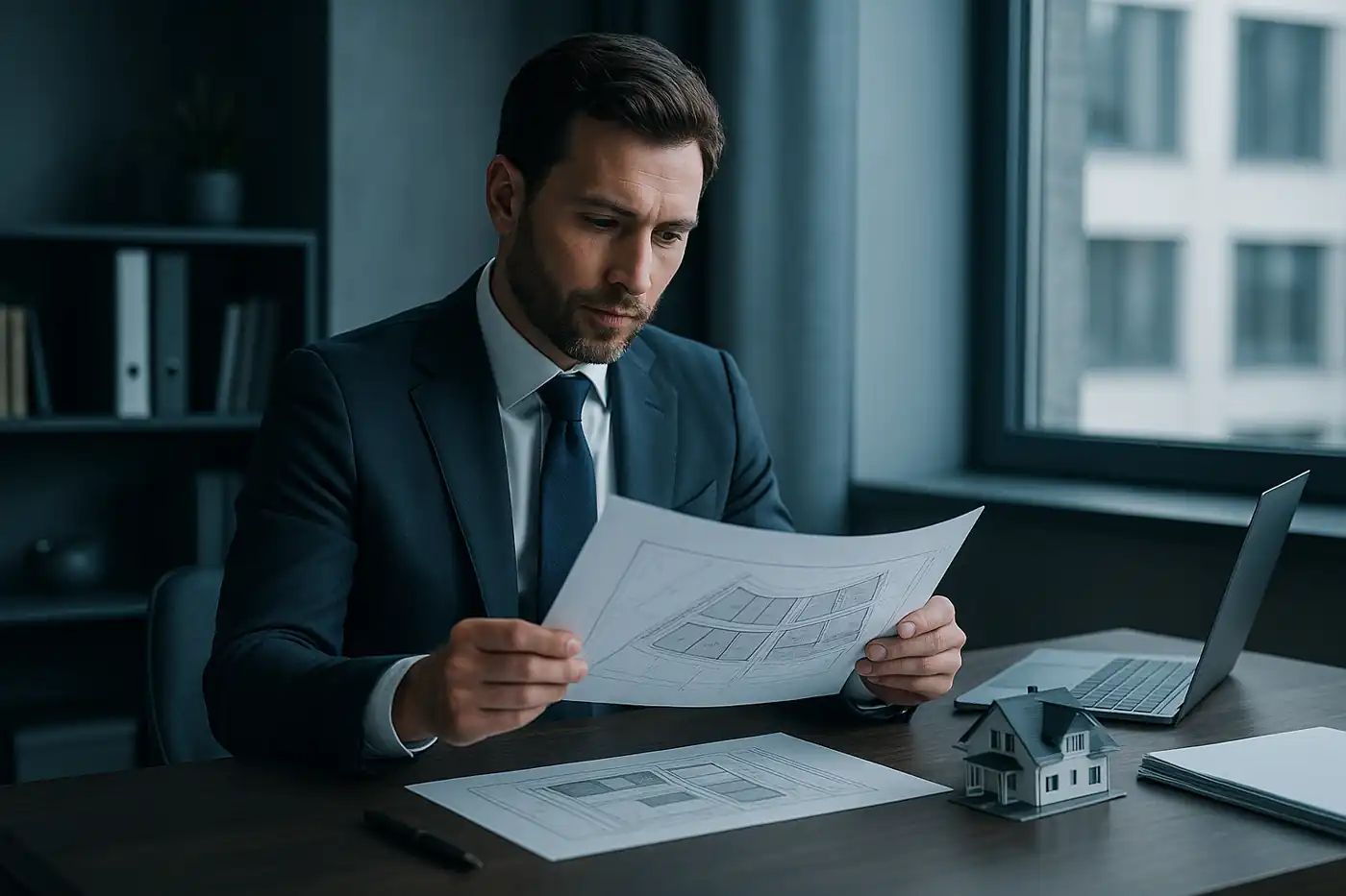 Asesor profesional revisando una operación de suelo o terreno en la Vega Baja con trato serio y cercano