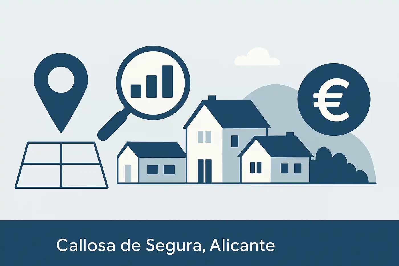 Ilustración minimalista sobre potencial residencial y comercial de terrenos en Callosa de Segura