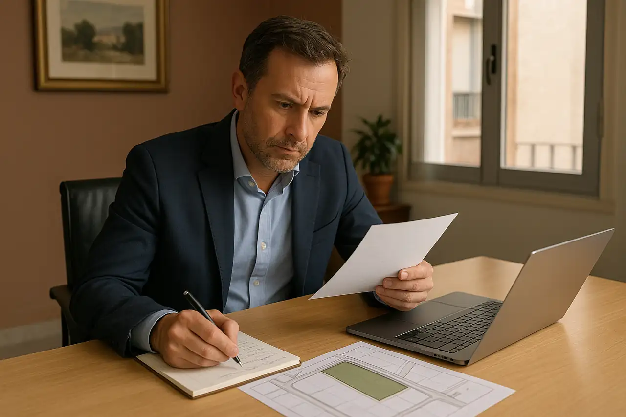 Propietario revisando objeciones de precio y argumentos para vender un terreno sin improvisar