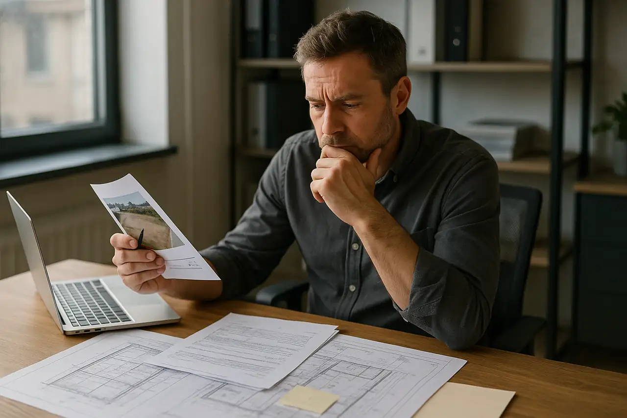 Propietario revisando errores comunes al fijar cuánto puede valer un solar antes de venderlo