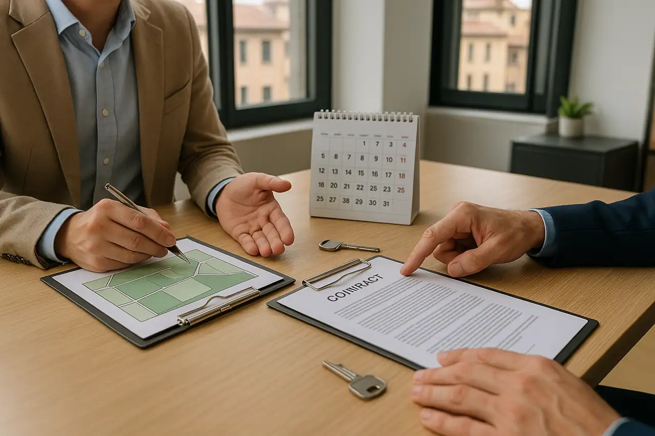 Negociación de condiciones, plazos y arras al vender un terreno