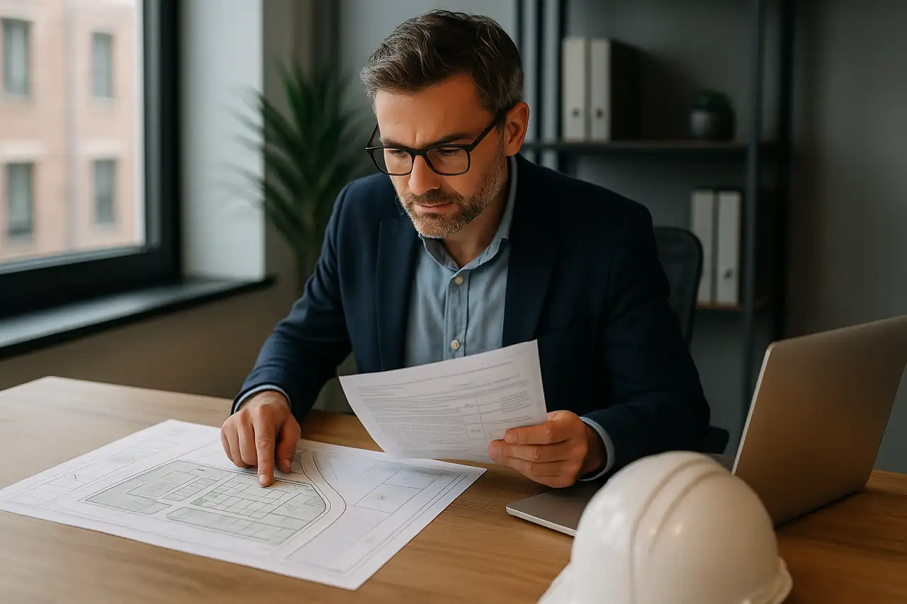 Plano urbanístico y revisión técnica previa a la venta de un solar urbano