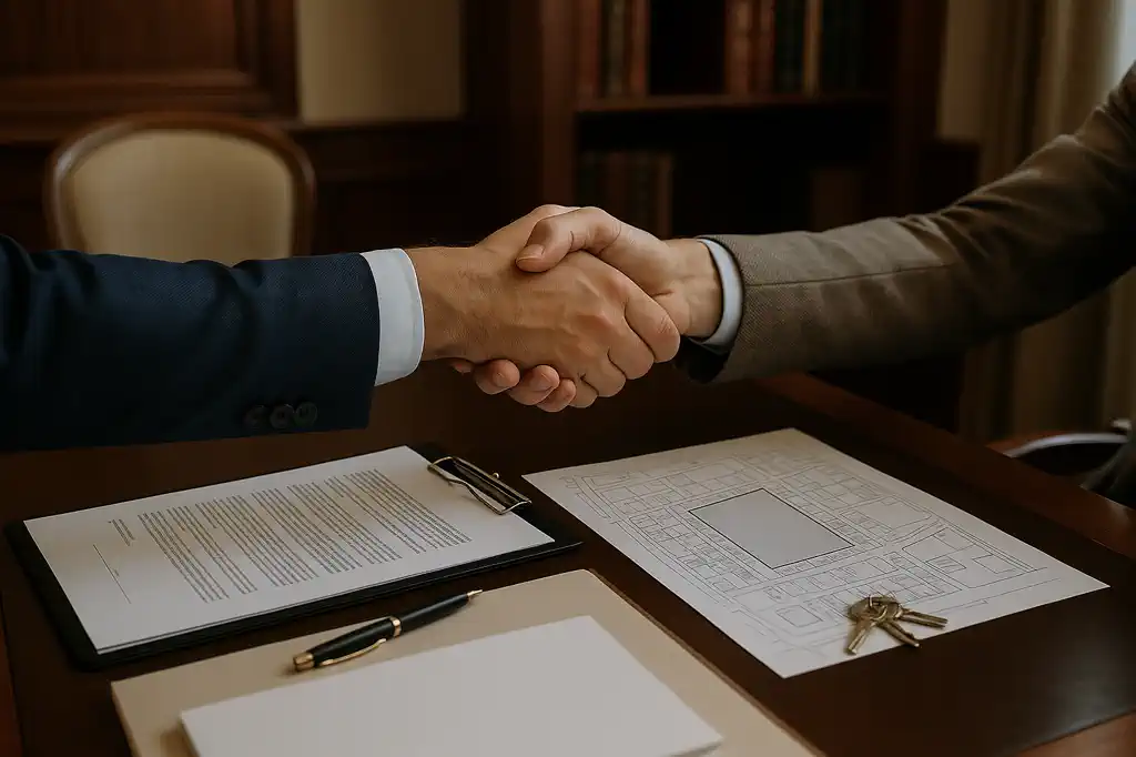 Cierre exitoso de la venta de un solar urbano con acuerdo y documentación firmada