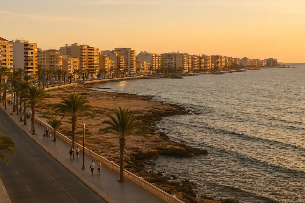Zona urbana y costera de Torrevieja con imagen editorial profesional