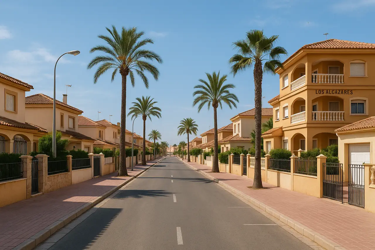 Los Alcázares con calles, barrios y entorno residencial mediterráneo realista