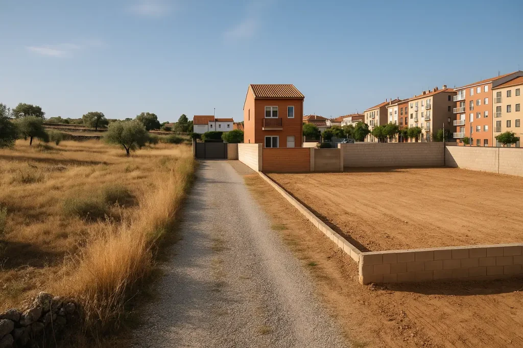 Vista comparativa de distintos tipos de terreno en entorno rústico y urbano