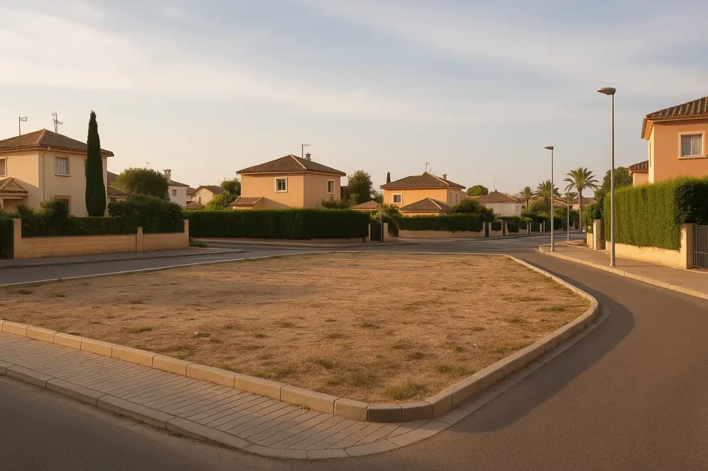 Terreno bien ubicado en entorno urbano con calles, servicios y edificaciones cercanas