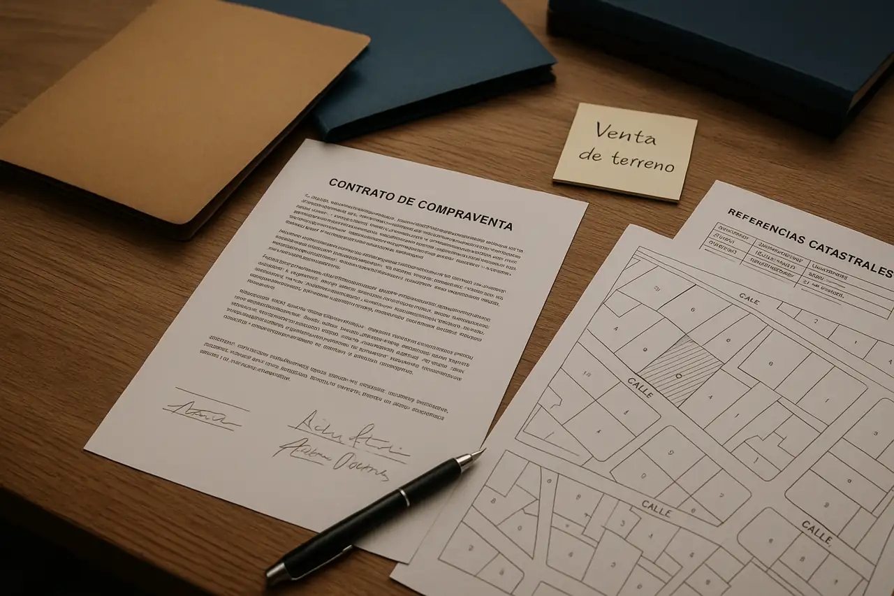 Documentación ordenada para vender un terreno con varios titulares