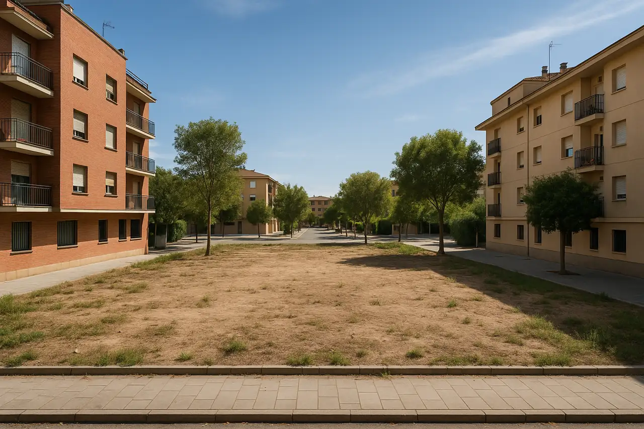 Terreno situado en zona consolidada con viviendas y servicios urbanos cercanos