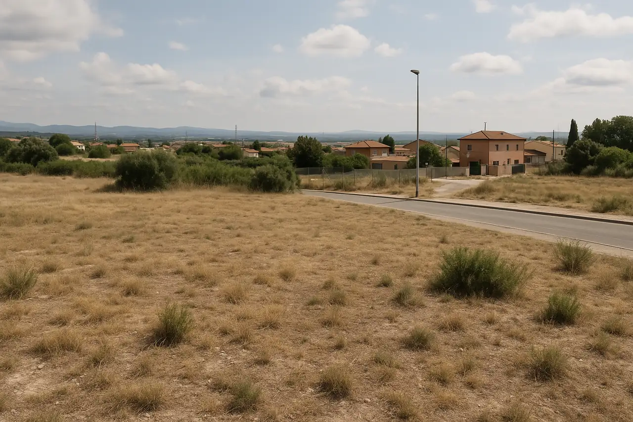 Terreno en zona periférica con menos servicios y menor presión de demanda