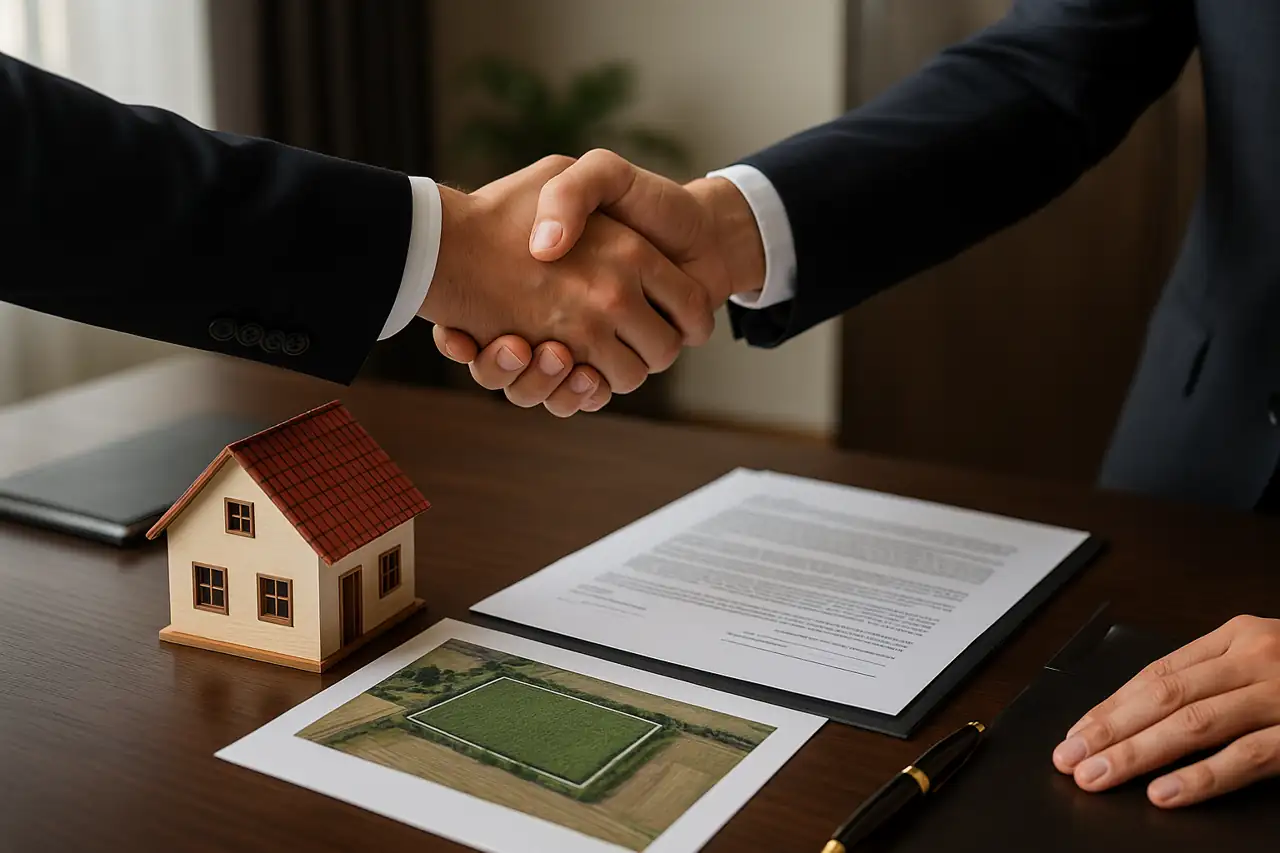 Cierre seguro de una operación de venta de terreno tras revisar toda la documentación