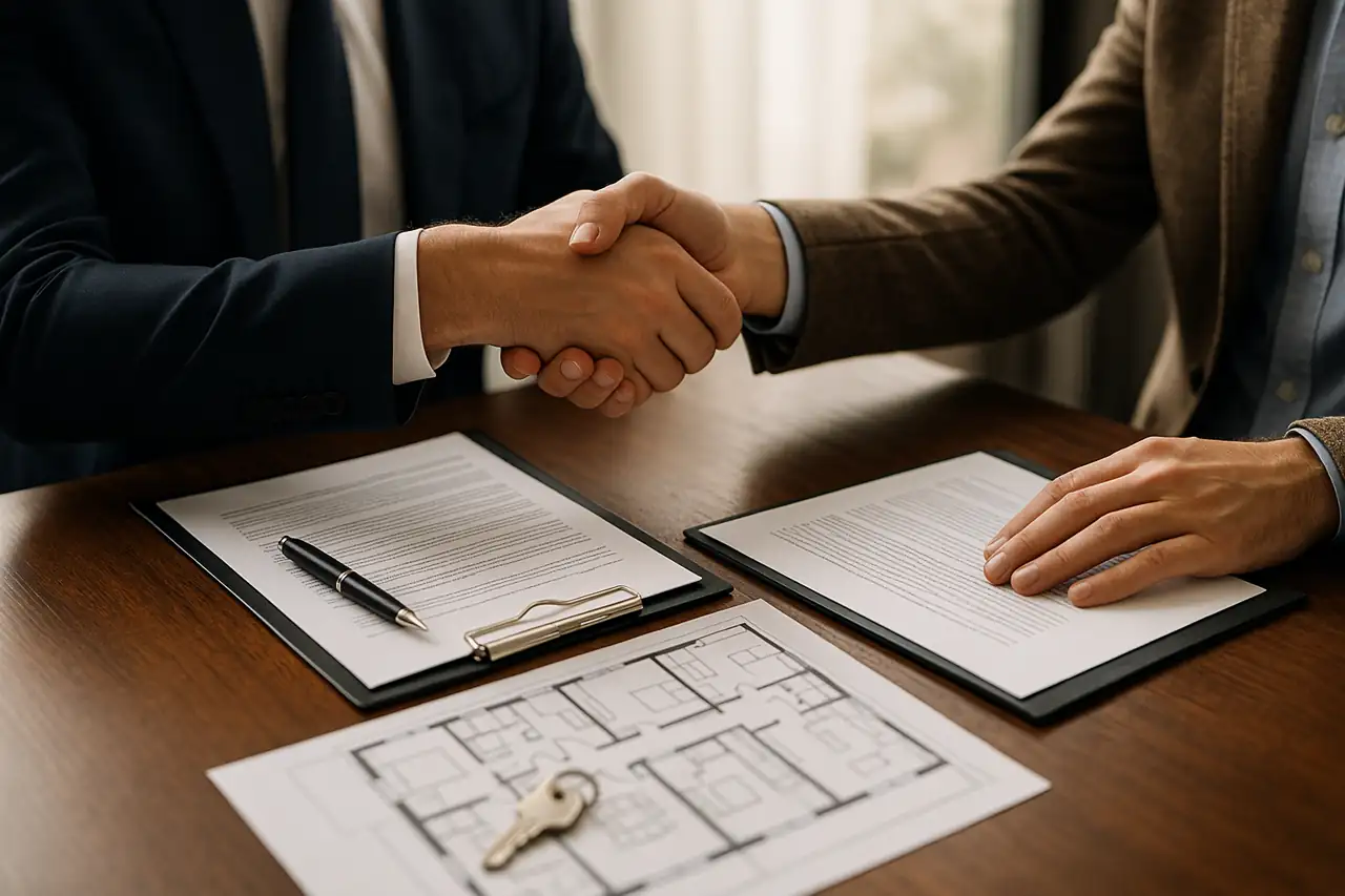 Documentación ordenada y acuerdo final para vender un terreno o solar